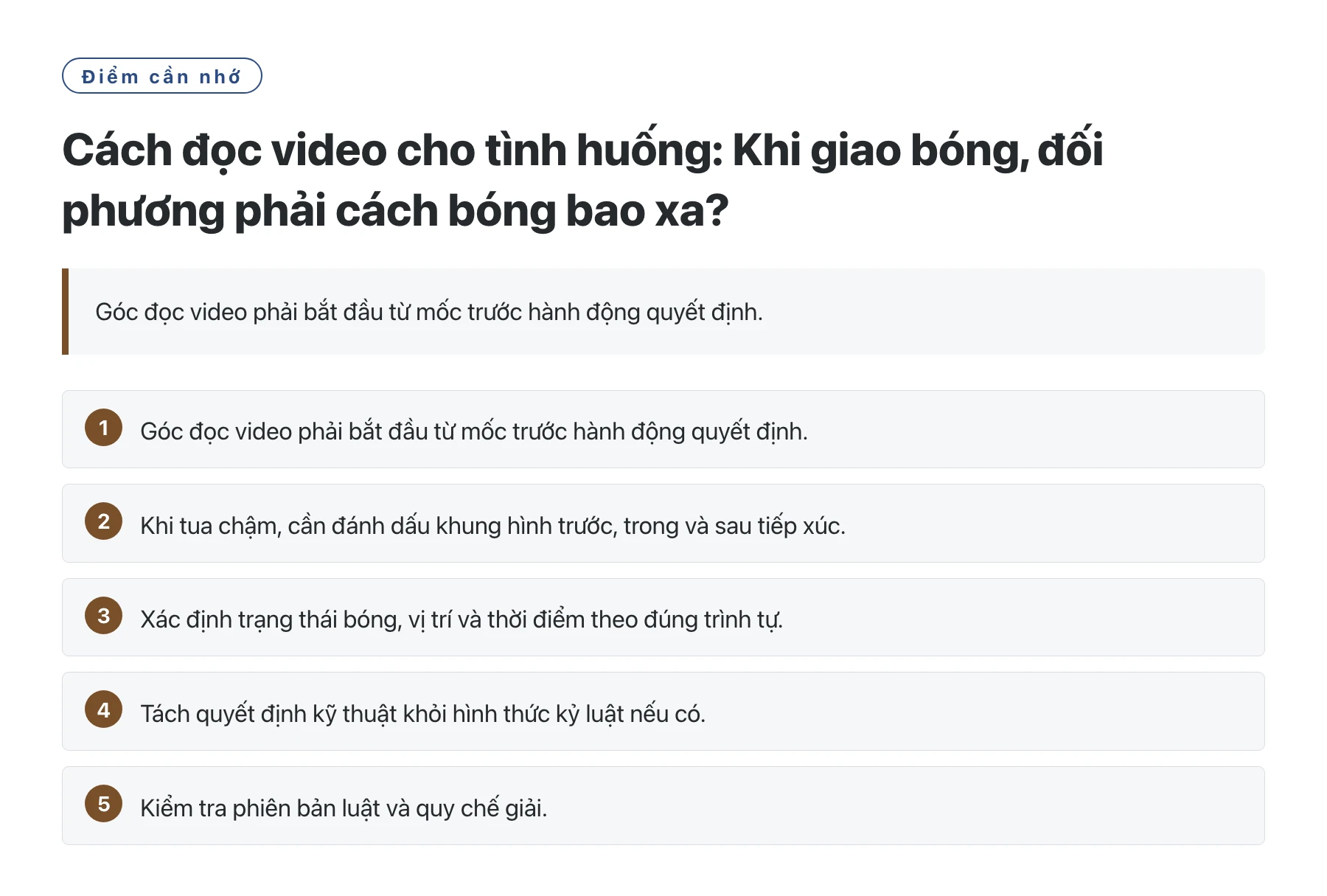 Cách đọc video cho tình huống: Khi giao bóng, đối phương phải cách bóng bao xa?——全文要点速览