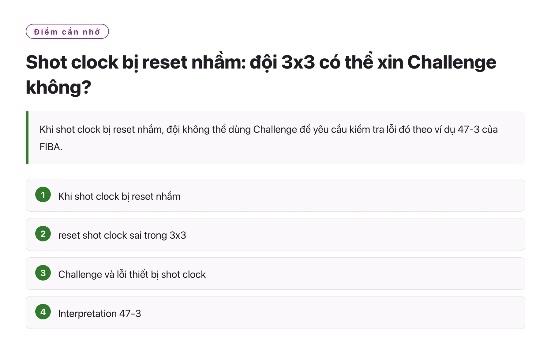 Shot clock bị reset nhầm: đội 3x3 có thể xin Challenge không?——全文要点速览
